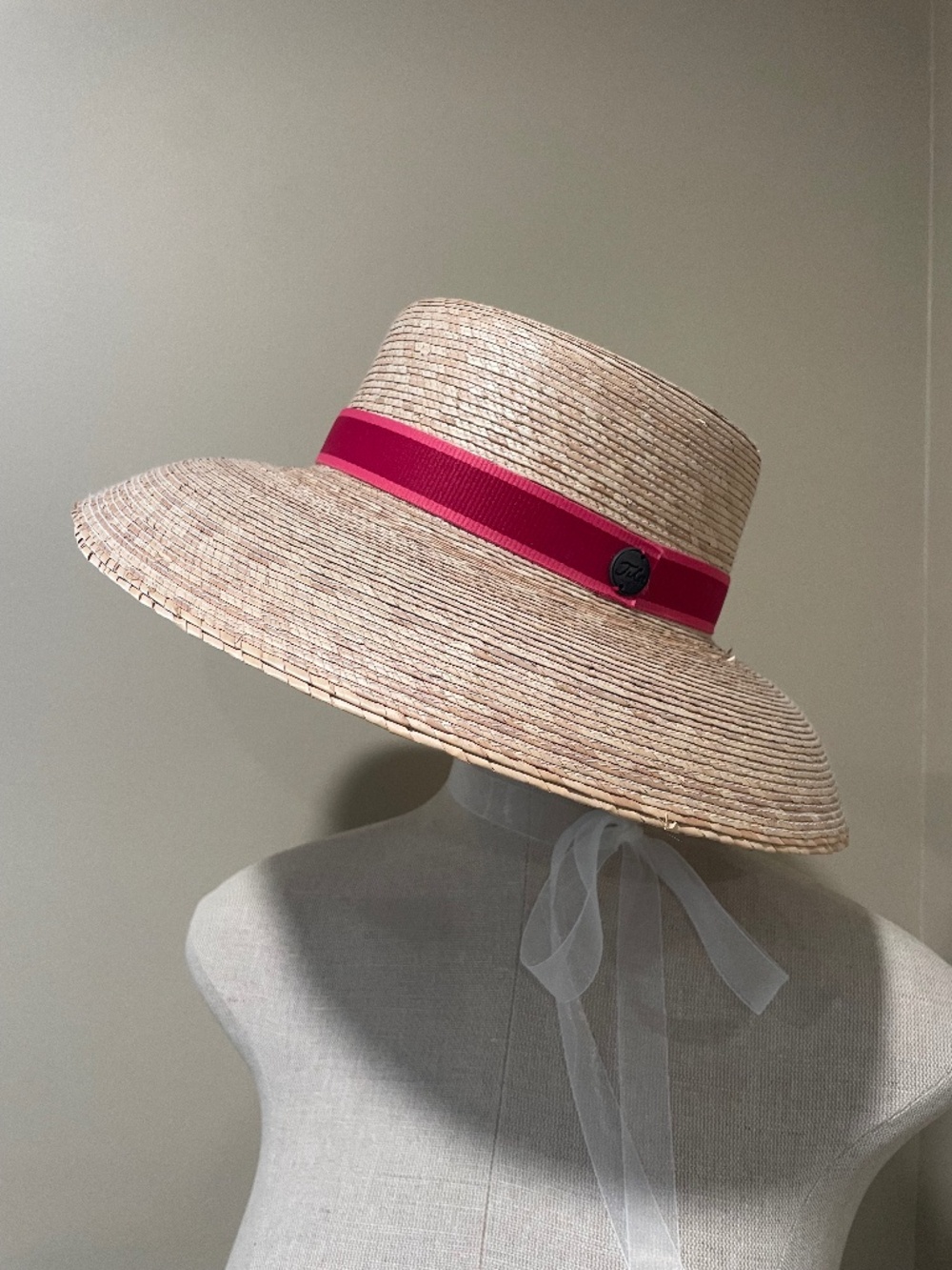 Tula Brook Straw Handwoven Pink Red Band Wide Brimmed Hat